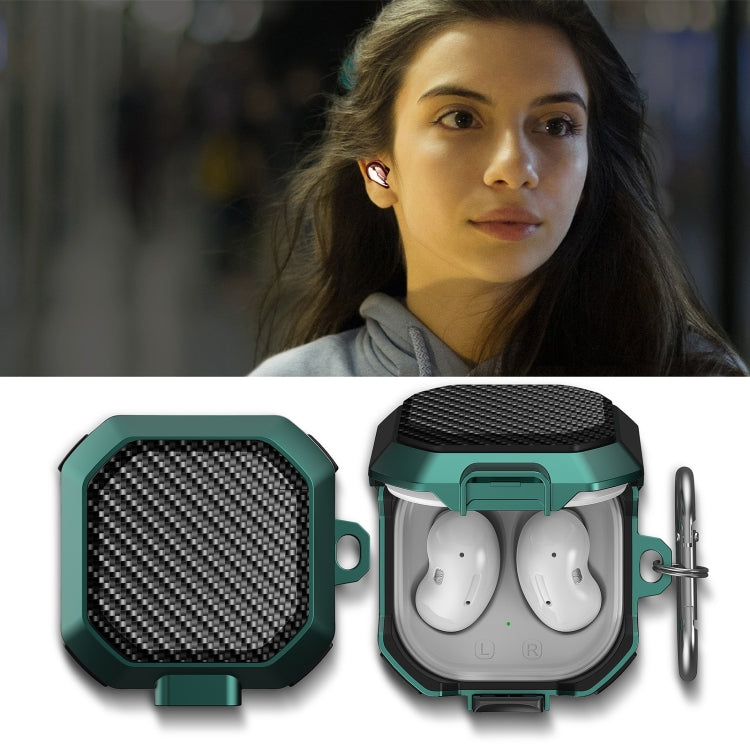 Carbon Fiber Texture Anti-fall Earphones Case with Switch, For Samsung Galaxy Buds Live/Buds Pro/Buds 2/2 Pro