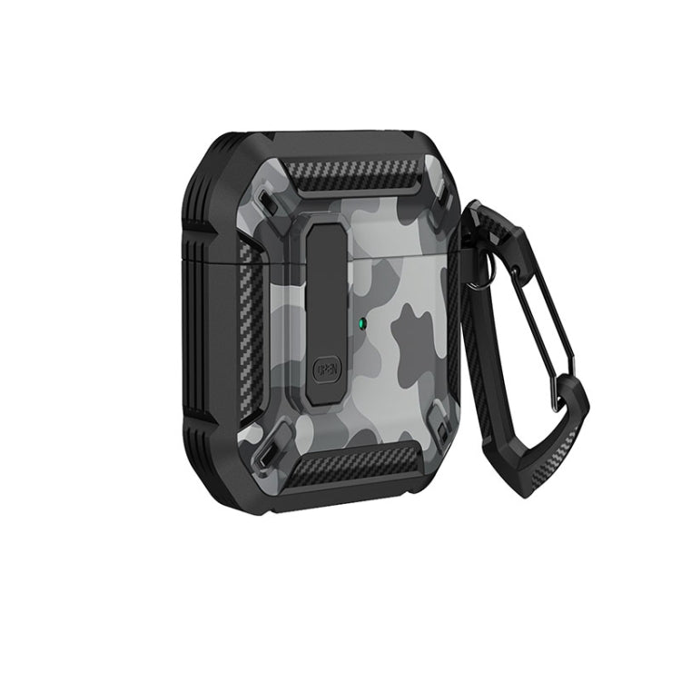 Two-Tone Printed Earphone Case with Switch Lock & Carabiner, For AirPods 1/2, For AirPods Pro