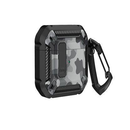 Two-Tone Printed Earphone Case with Switch Lock & Carabiner, For AirPods 1/2, For AirPods Pro