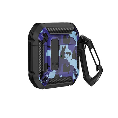 Two-Tone Printed Earphone Case with Switch Lock & Carabiner, For AirPods 1/2, For AirPods Pro