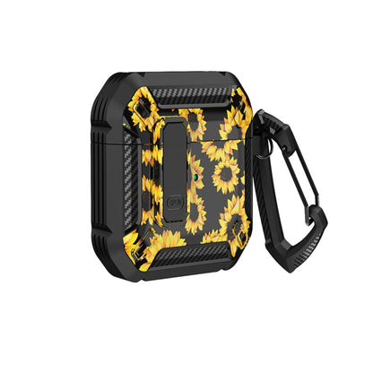 Two-Tone Printed Earphone Case with Switch Lock & Carabiner, For AirPods 1/2, For AirPods Pro