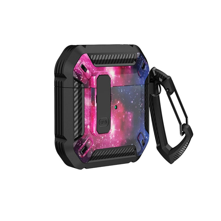 Two-Tone Printed Earphone Case with Switch Lock & Carabiner, For AirPods 1/2, For AirPods Pro