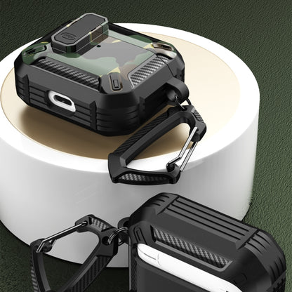 Two-Tone Printed Earphone Case with Switch Lock & Carabiner, For AirPods 1/2, For AirPods Pro