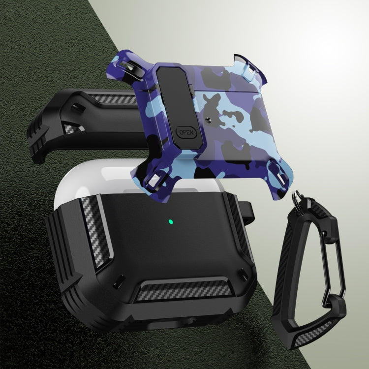 Two-Tone Printed Earphone Case with Switch Lock & Carabiner, For AirPods 1/2, For AirPods Pro