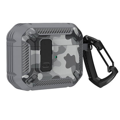 Two-Tone Printed Earphone Case with Switch Lock & Carabiner, For AirPods 3