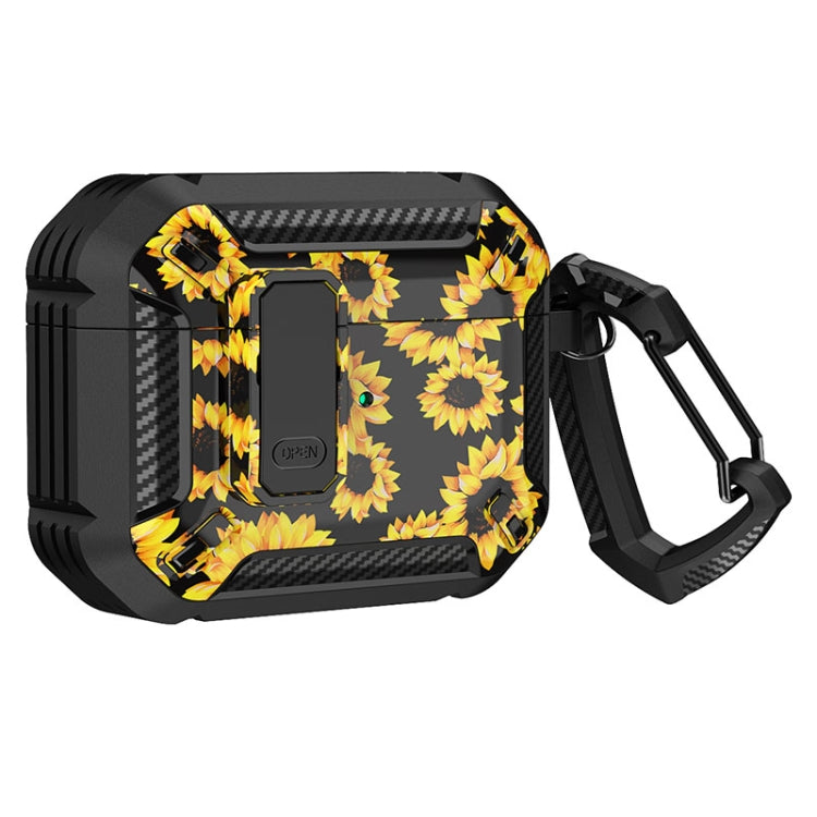 Two-Tone Printed Earphone Case with Switch Lock & Carabiner, For AirPods 3