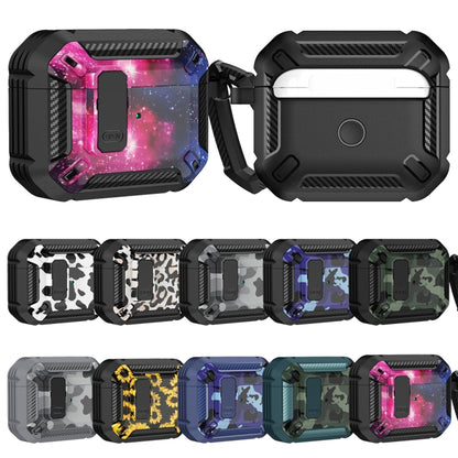 Two-Tone Printed Earphone Case with Switch Lock & Carabiner, For AirPods 3