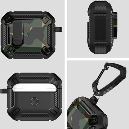 Two-Tone Printed Earphone Case with Switch Lock & Carabiner, For AirPods 3