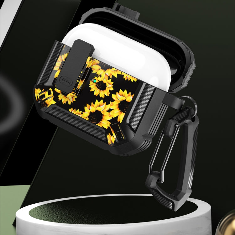 Two-Tone Printed Earphone Case with Switch Lock & Carabiner, For AirPods 3