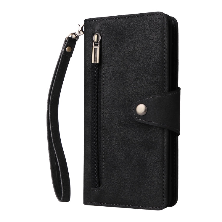 Rivet Buckle 9 Cards Three Fold Leather Phone Case