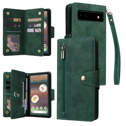 Rivet Buckle 9 Cards Three Fold Leather Phone Case