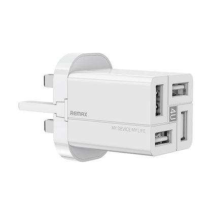 REMAX RP-U43 3.4A 4 USB Port Fast Charger, EU Plug, UK Plug