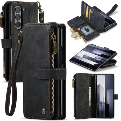 CaseMe C30 Multifunctional Card Slots Zipper Phone Leather Phone Case, For Samsung Galaxy Z Fold6 5G, For Samsung Galaxy Z Fold5, For Samsung Galaxy Z Fold4 5G