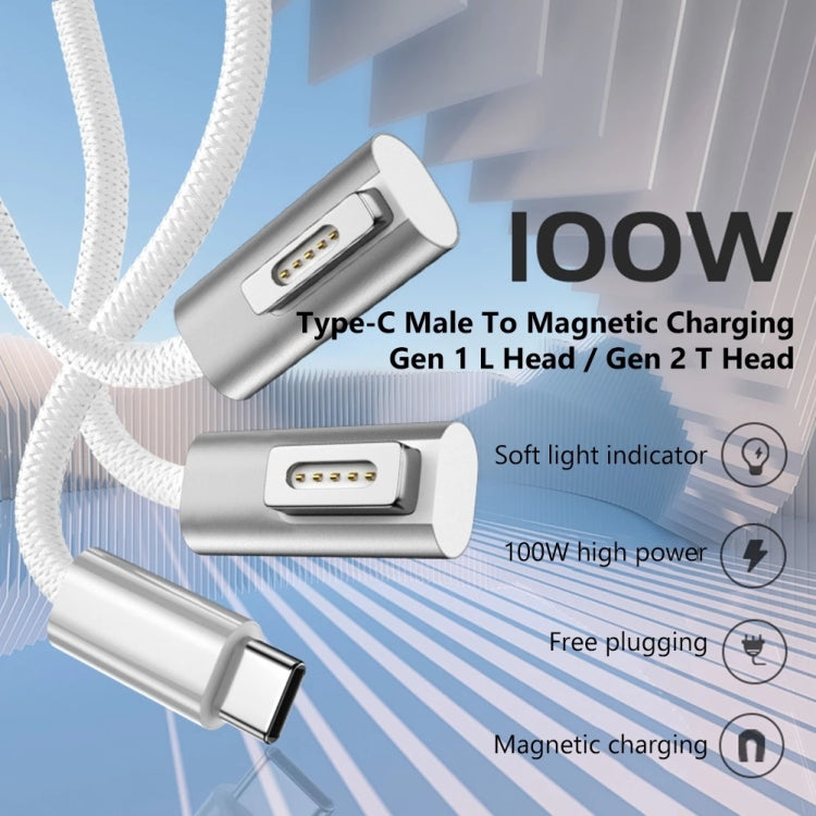 100W 5 Pin MagSafe 1 (L-shaped) to USB-C / Type-C PD Charging Cable, Cable Length: 1.8m