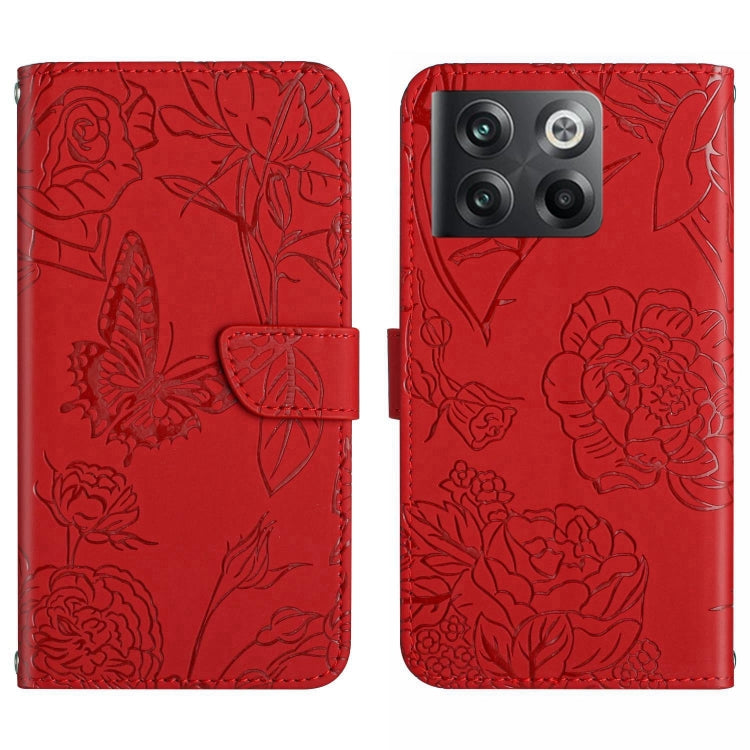 HT03 Skin Feel Butterfly Embossed Flip Leather Phone Case