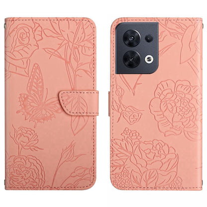 HT03 Skin Feel Butterfly Embossed Flip Leather Phone Case