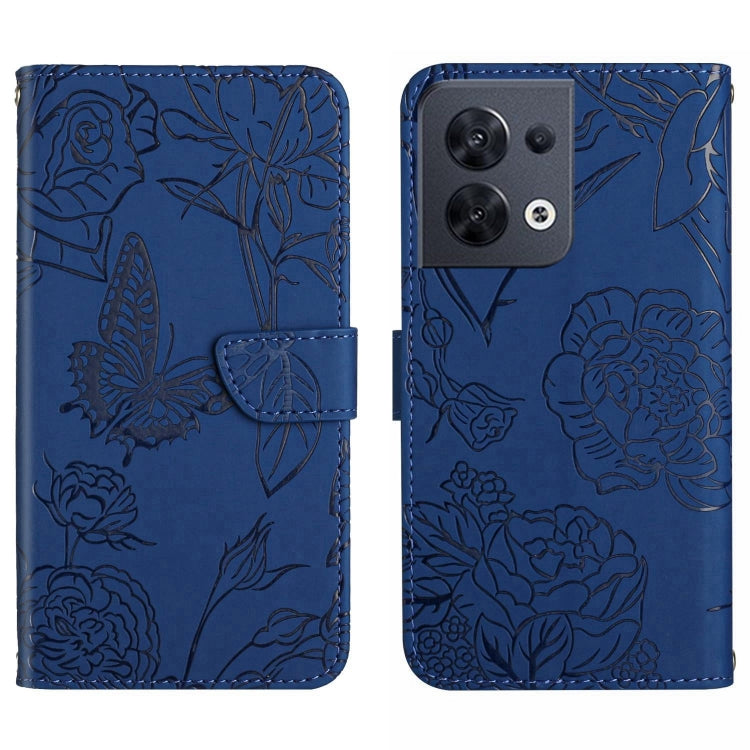 HT03 Skin Feel Butterfly Embossed Flip Leather Phone Case