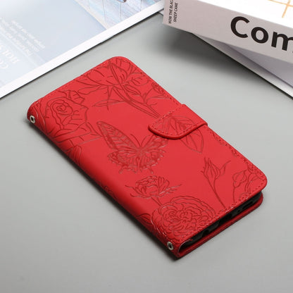 HT03 Skin Feel Butterfly Embossed Flip Leather Phone Case