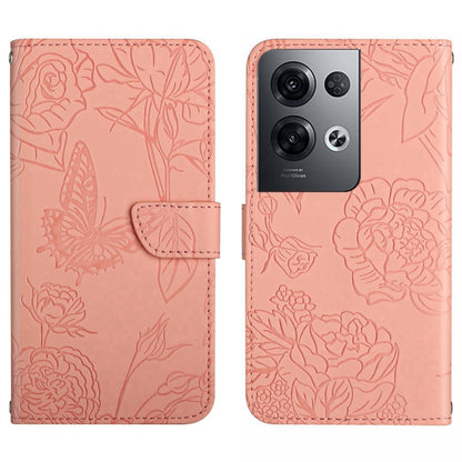 HT03 Skin Feel Butterfly Embossed Flip Leather Phone Case