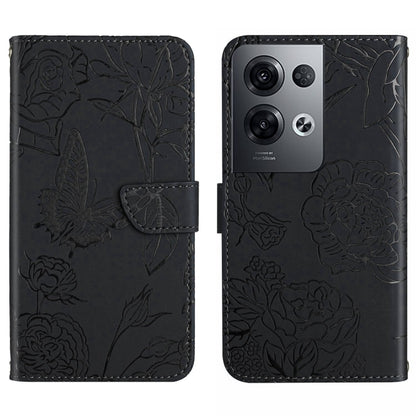 HT03 Skin Feel Butterfly Embossed Flip Leather Phone Case