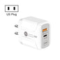 25W PD Type-C + QC3.0 USB Ports Travel Charger, US Plug, EU Plug