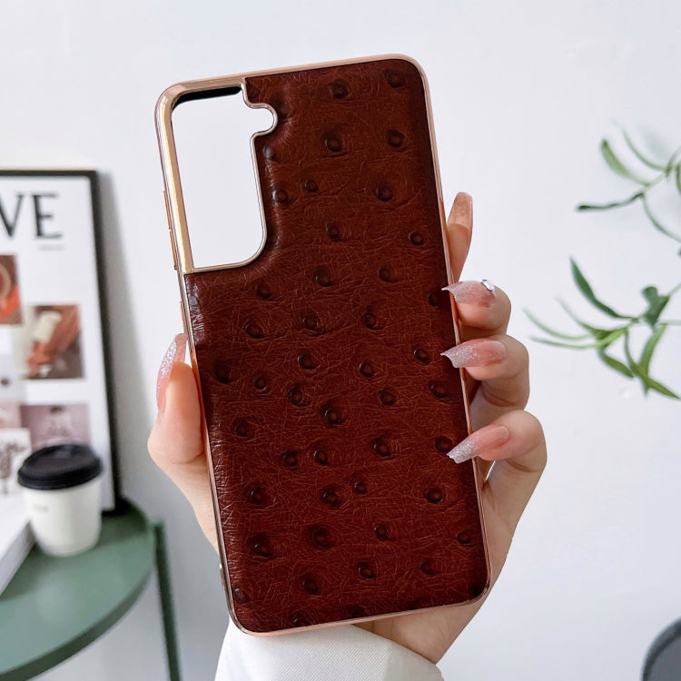 Genuine Leather Ostrich Texture Series Nano Electroplating Phone Case