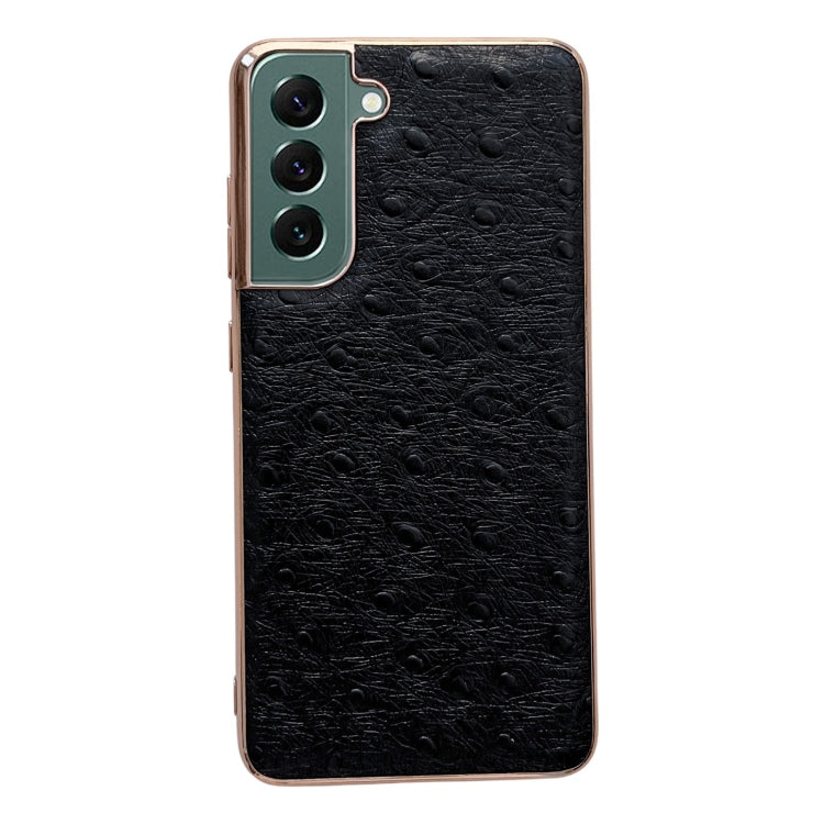 Genuine Leather Ostrich Texture Series Nano Electroplating Phone Case