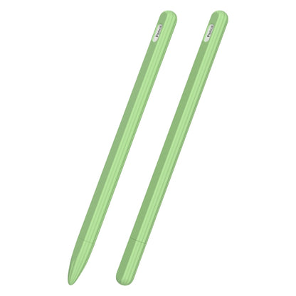 3 in 1 Striped Liquid Silicone Stylus Case with Two Tip Caps, For Apple Pencil 1, For Apple Pencil 2