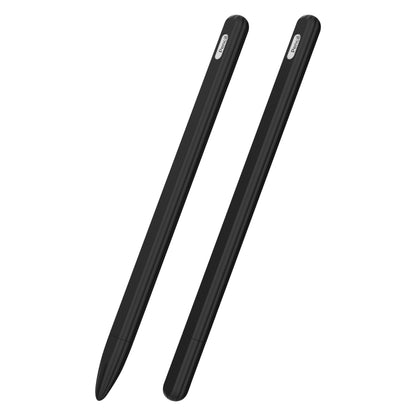 3 in 1 Striped Liquid Silicone Stylus Case with Two Tip Caps, For Apple Pencil 1, For Apple Pencil 2