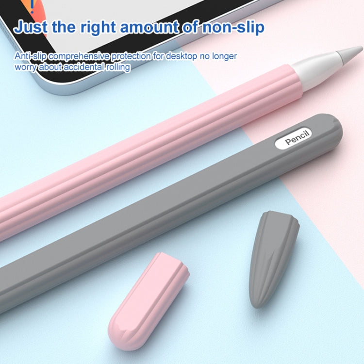 3 in 1 Striped Liquid Silicone Stylus Case with Two Tip Caps