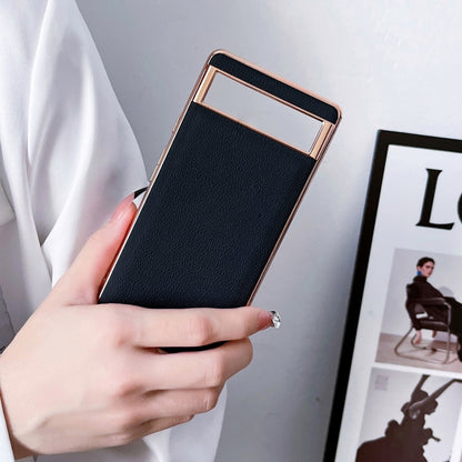 Genuine Leather Luolai Series Nano Electroplating Phone Case, For Google Pixel 6, For Google Pixel 7
