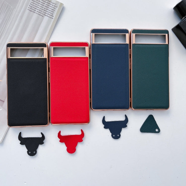 Genuine Leather Luolai Series Nano Electroplating Phone Case, For Google Pixel 6, For Google Pixel 7
