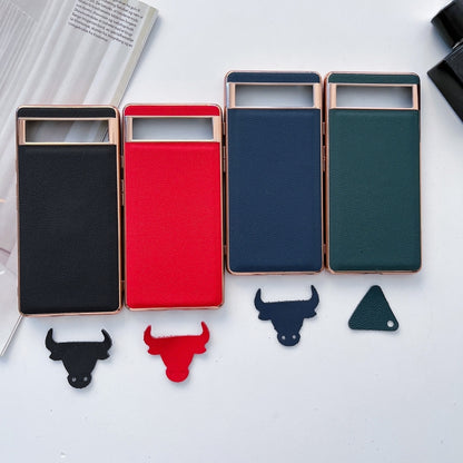 Genuine Leather Luolai Series Nano Electroplating Phone Case, For Google Pixel 6, For Google Pixel 7