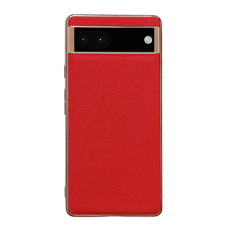 Genuine Leather Luolai Series Nano Electroplating Phone Case, For Google Pixel 6, For Google Pixel 7