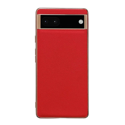 Genuine Leather Luolai Series Nano Electroplating Phone Case, For Google Pixel 6, For Google Pixel 7