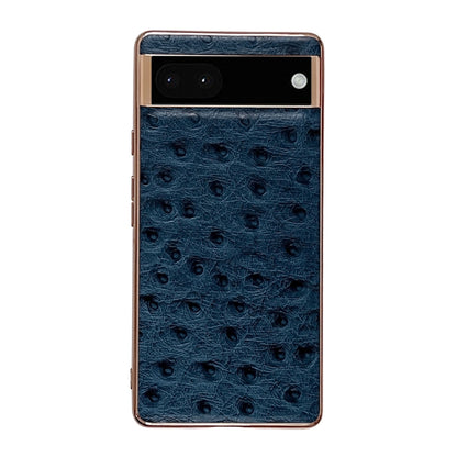 Genuine Leather Ostrich Texture Nano Electroplating Phone Case, For Google Pixel 6, For Google Pixel 7