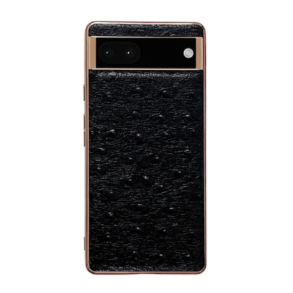 Genuine Leather Ostrich Texture Nano Electroplating Phone Case