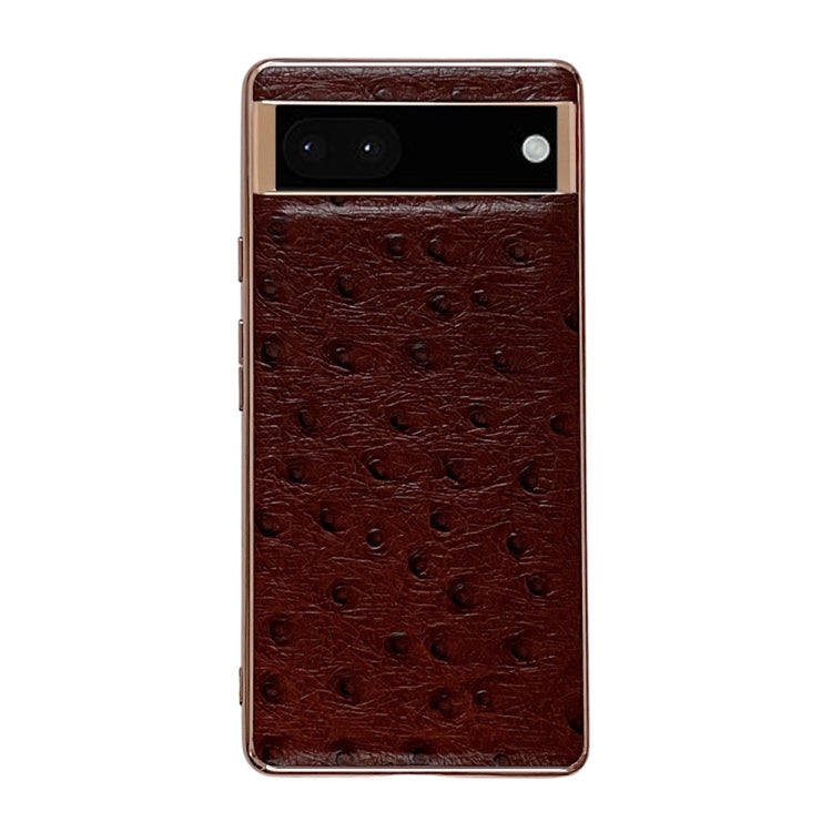Genuine Leather Ostrich Texture Nano Electroplating Phone Case, For Google Pixel 6, For Google Pixel 7