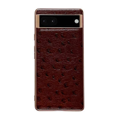 Genuine Leather Ostrich Texture Nano Electroplating Phone Case, For Google Pixel 6, For Google Pixel 7