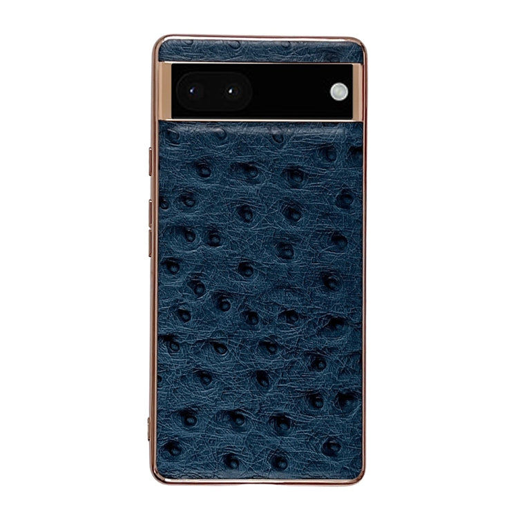 Genuine Leather Ostrich Texture Nano Electroplating Phone Case