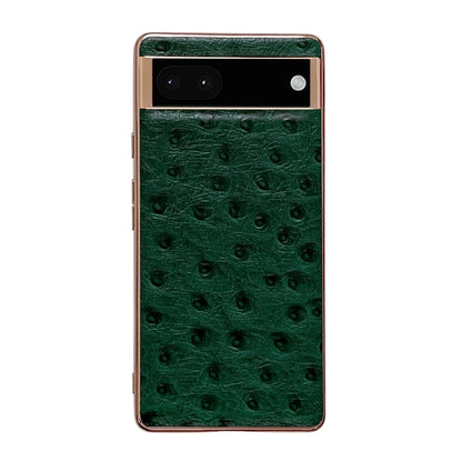 Genuine Leather Ostrich Texture Nano Electroplating Phone Case, For Google Pixel 6, For Google Pixel 7