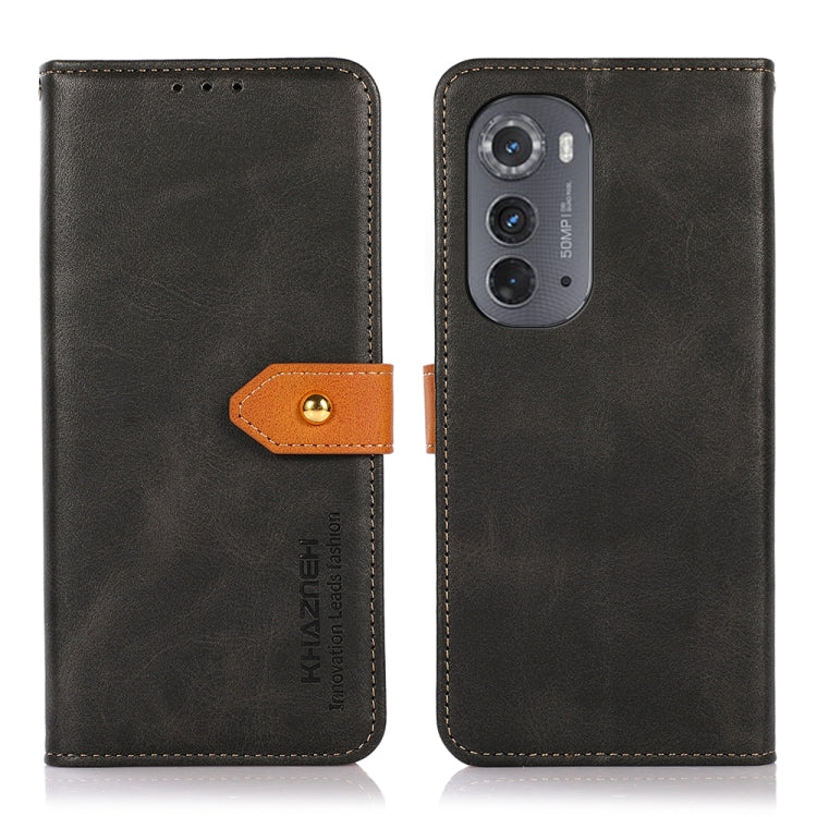 KHAZNEH Dual-color Cowhide Texture Flip Leather Phone Case