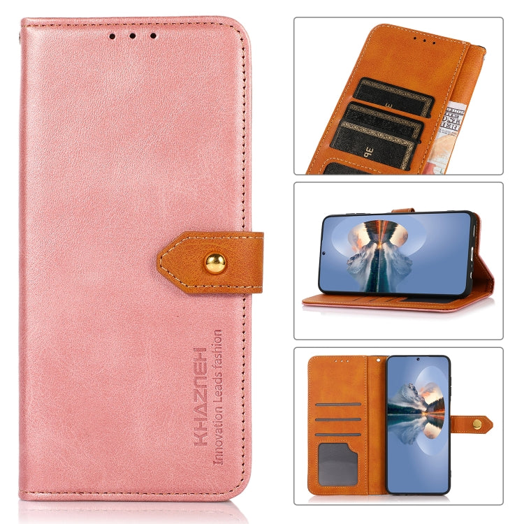 KHAZNEH Dual-color Cowhide Texture Flip Leather Phone Case