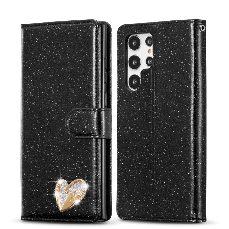 Glitter Powder Love Leather Phone Case