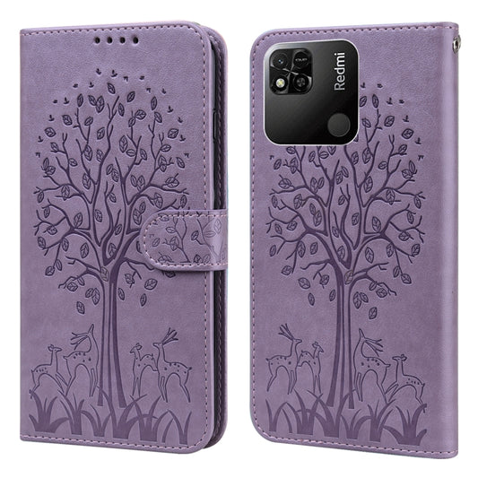 Tree & Deer Pattern Pressed Flip Leather Phone Case