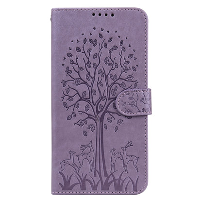 Tree & Deer Pattern Pressed Flip Leather Phone Case, For Xiaomi Redmi 10A, For Sony Xperia 10 IV