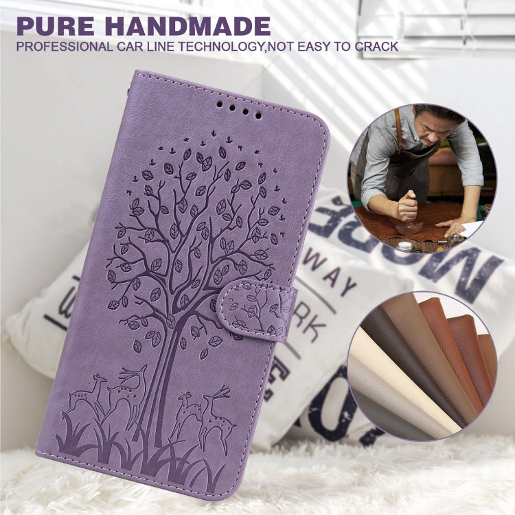 Tree & Deer Pattern Pressed Flip Leather Phone Case, For Xiaomi Redmi 10A, For Sony Xperia 10 IV