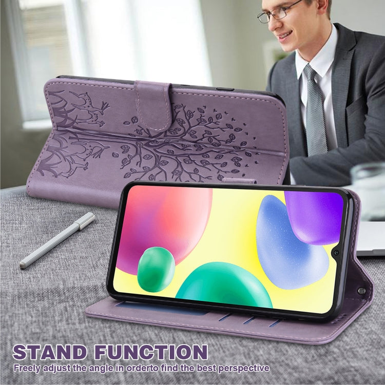 Tree & Deer Pattern Pressed Flip Leather Phone Case, For Xiaomi Redmi 10A, For Sony Xperia 10 IV