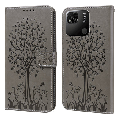Tree & Deer Pattern Pressed Flip Leather Phone Case, For Xiaomi Redmi 10A, For Sony Xperia 10 IV
