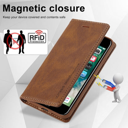 LC.IMEEKE RFID Anti-theft Leather Phone Case, For iPhone SE 2022 / SE 2020 / 8 / 7, For iPhone XS Max, For iPhone XS / X, For iPhone XR, For iPhone 8 Plus / 7 Plus, For Samsung Galaxy S21 5G